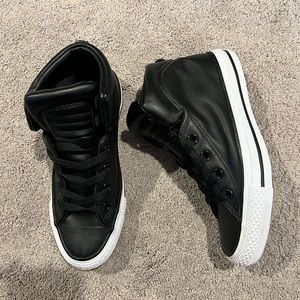 Black Leather Converse size 5